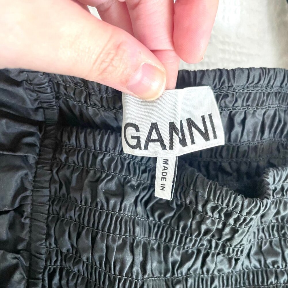 GANNI Gathered Detailing Peplum Blouse Size 38/ US 6 Black - Picture 4 of 8